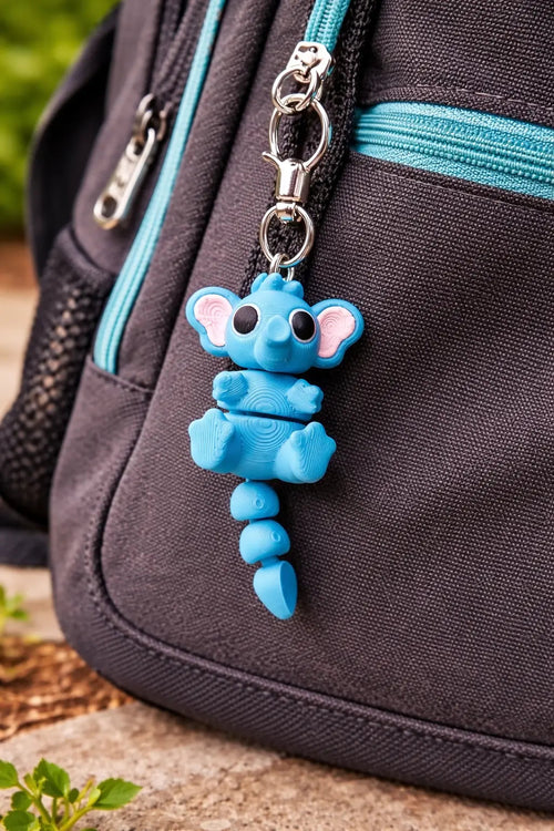 Articulated Elephant Fidget Keychain — Sensory Toy | 3D Printed
