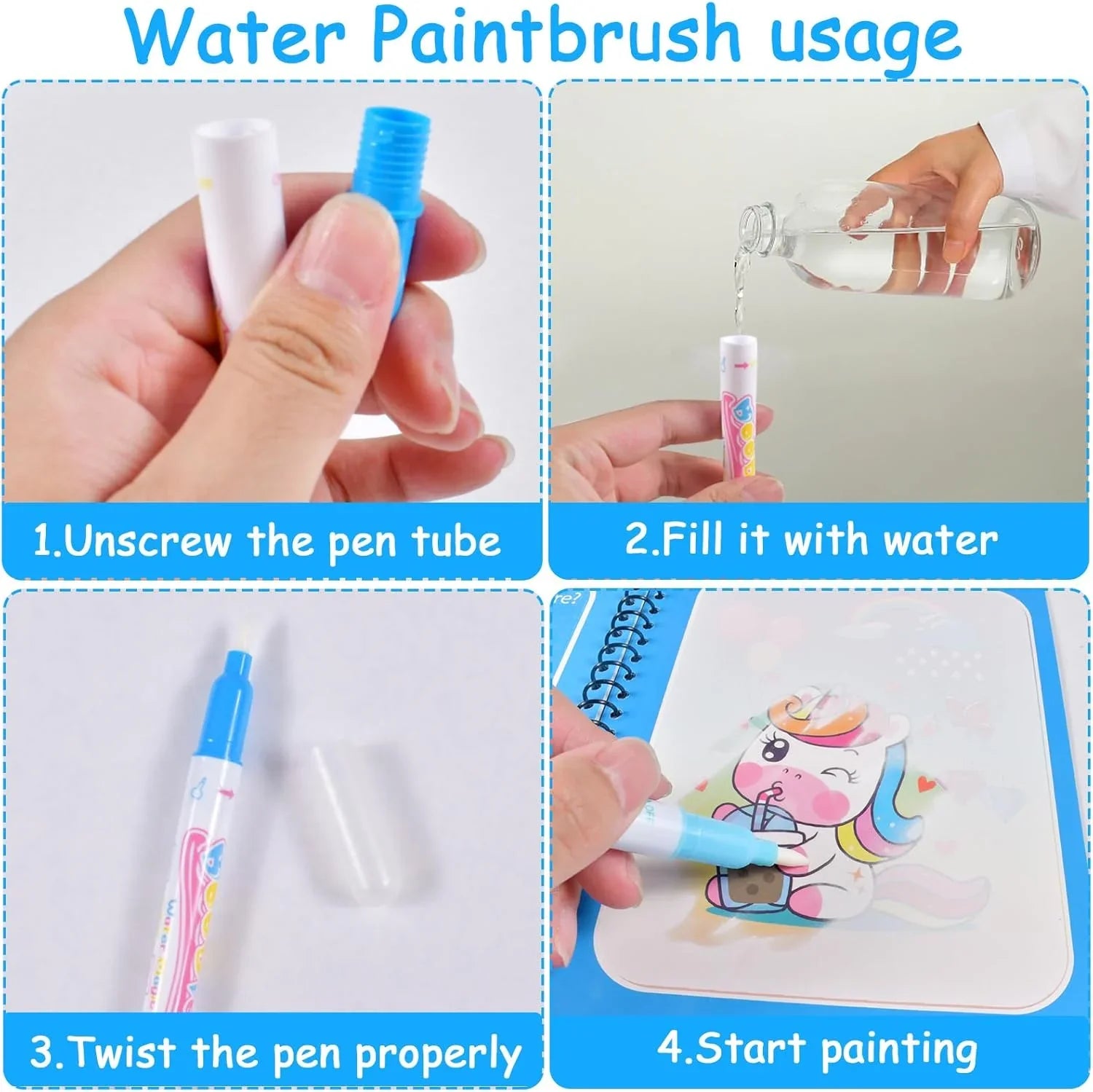 Reusable Water Drawing Book | Mess-Free Magic Painting Pad for Kids