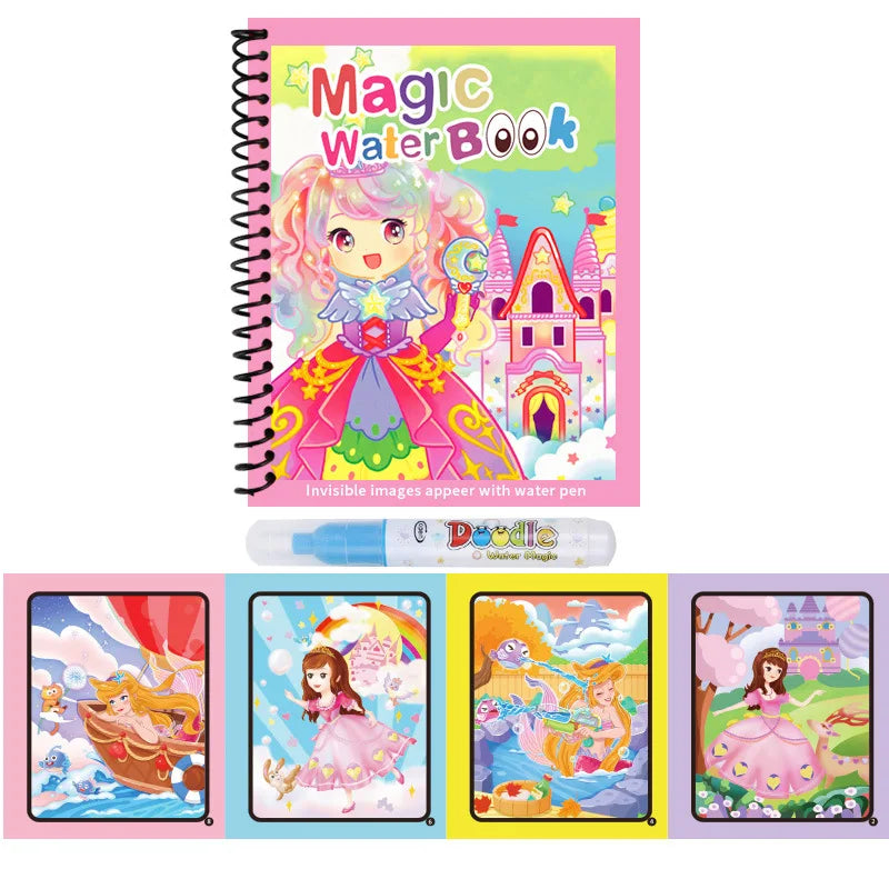 Kids Graffiti Picture Book With Refillable Water Pen | Magic Water Drawing Toy