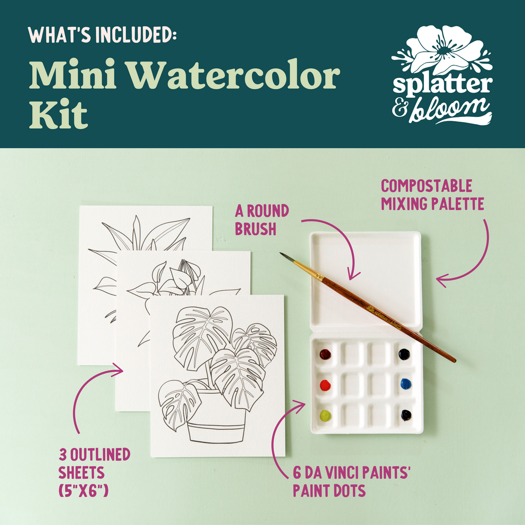 Potted Plants Watercolor Painting Kit - (Mini)