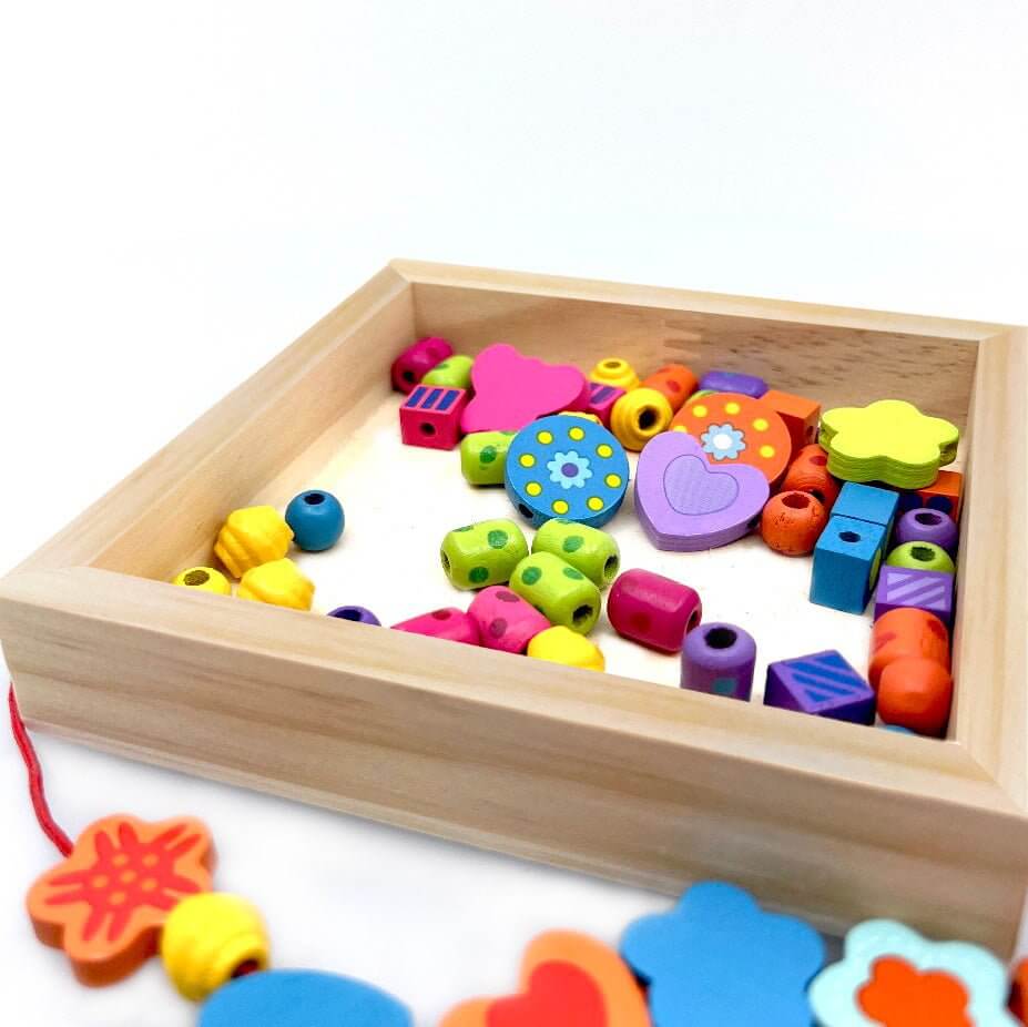 Wooden Bead Hearts & Butterflies Necklace