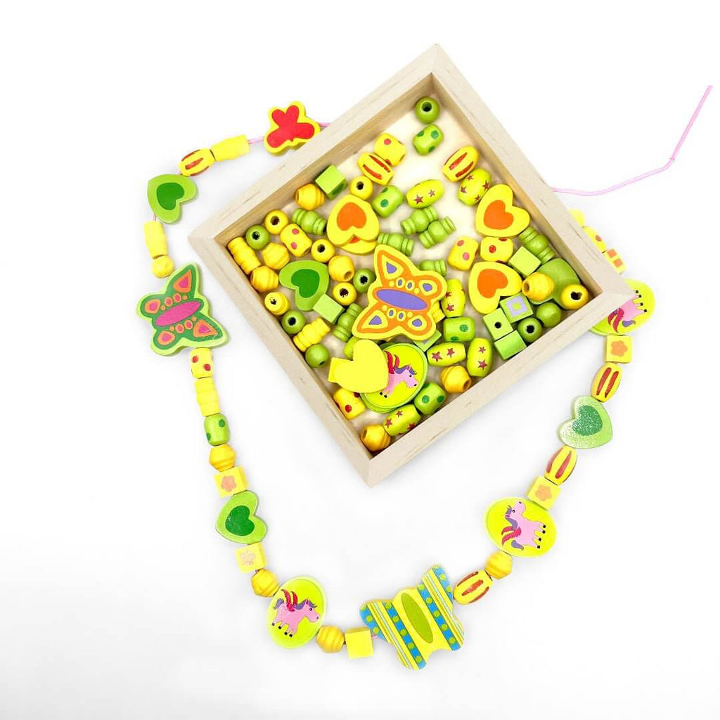 Wooden Bead Unicorn Necklace
