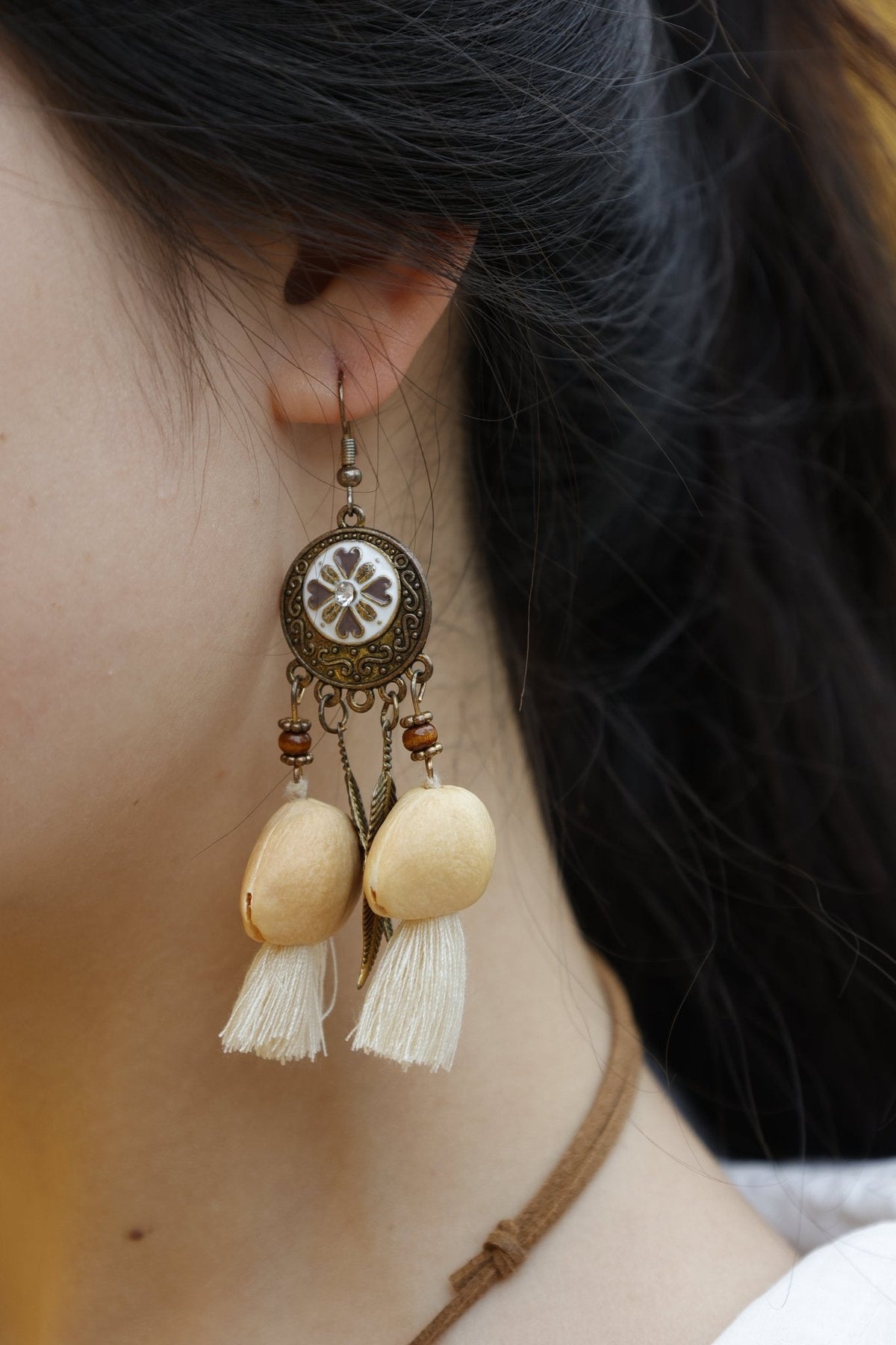 "Vintage Blossom" Antique Floral Seed Earrings